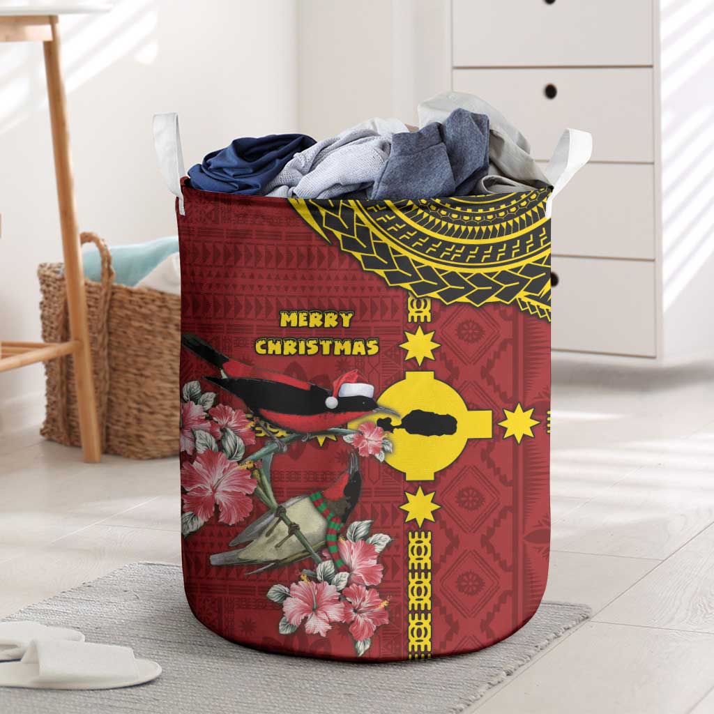 Rotuma Christmas Laundry Basket Rotuma Myzomela Birds With Hibiscus Flowers - Polynesian Pride