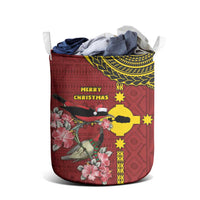 Rotuma Christmas Laundry Basket Rotuma Myzomela Birds With Hibiscus Flowers - Polynesian Pride