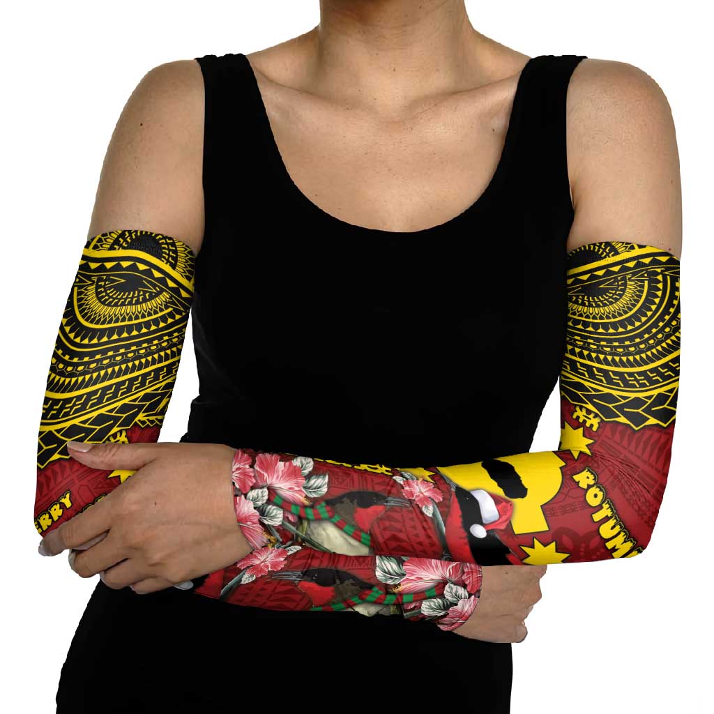 Rotuma Christmas Arm Sleeves Rotuma Myzomela Birds With Hibiscus Flowers - Polynesian Pride