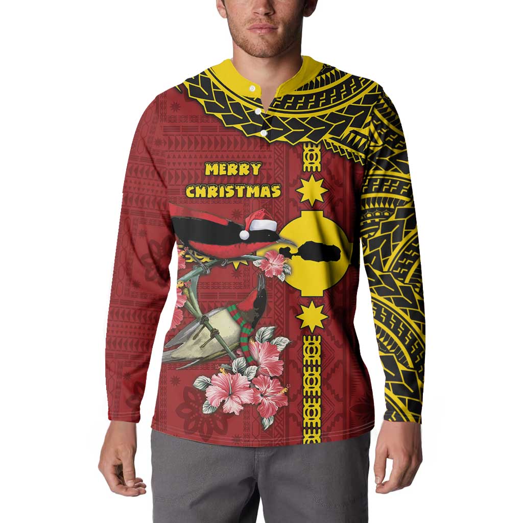 Rotuma Christmas Button Sweatshirt Rotuma Myzomela Birds With Hibiscus Flowers - Polynesian Pride