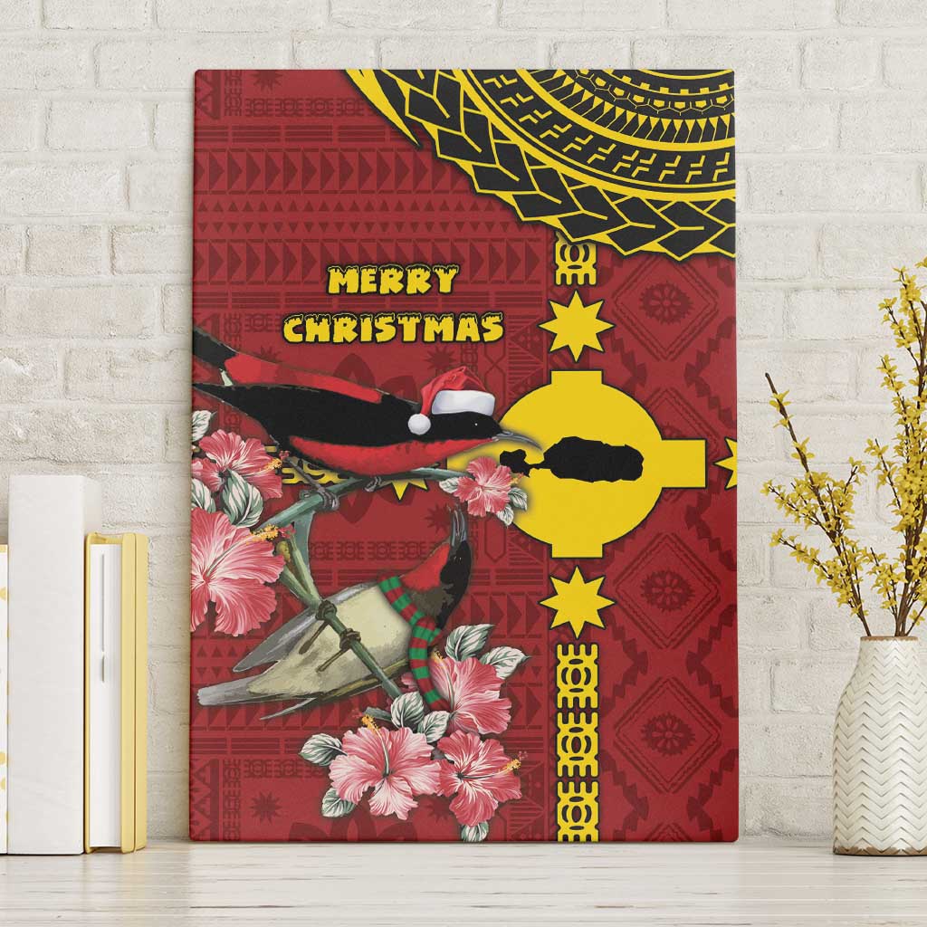Rotuma Christmas Canvas Wall Art Rotuma Myzomela Birds With Hibiscus Flowers - Polynesian Pride