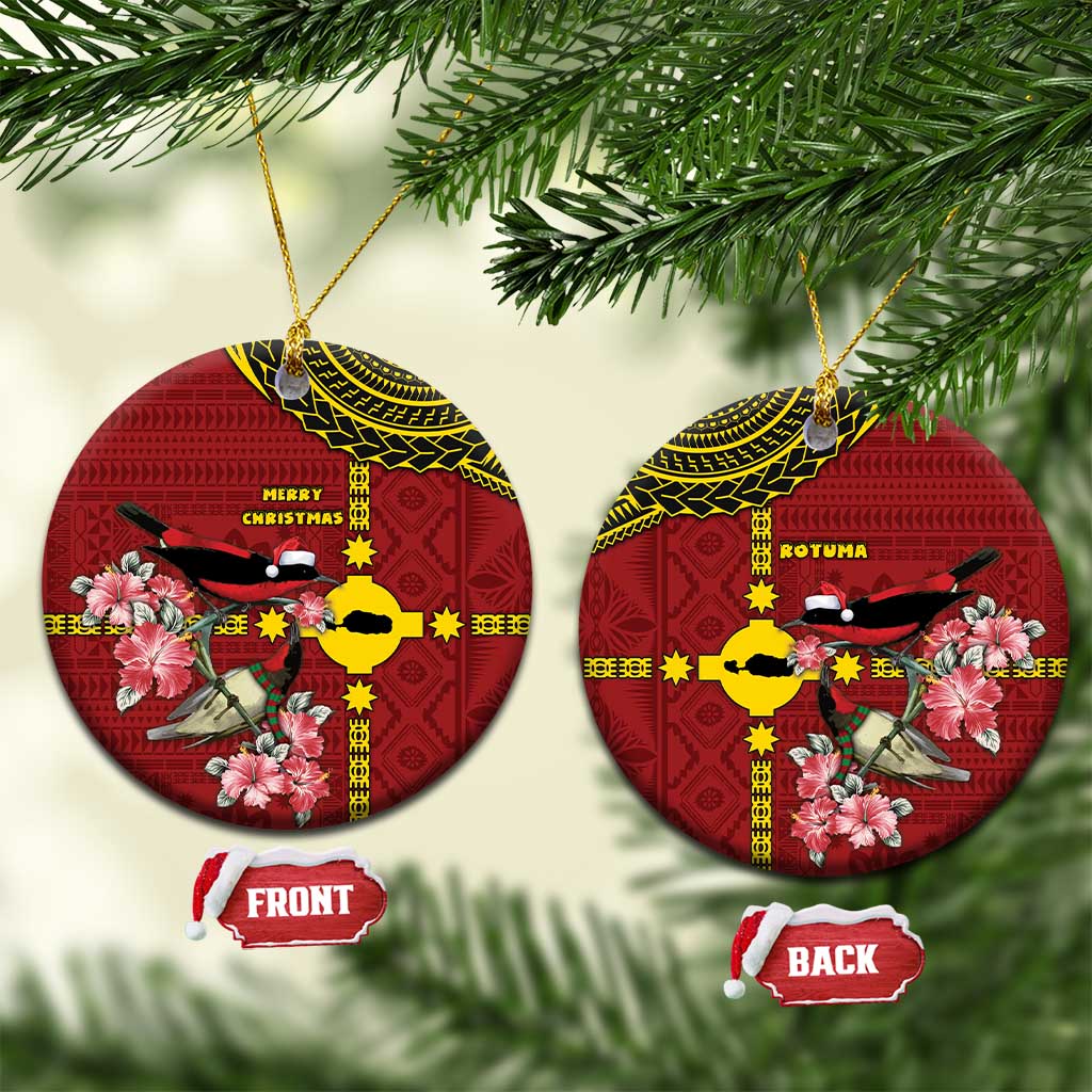 Rotuma Christmas Ceramic Ornament Rotuma Myzomela Birds With Hibiscus Flowers - Polynesian Pride