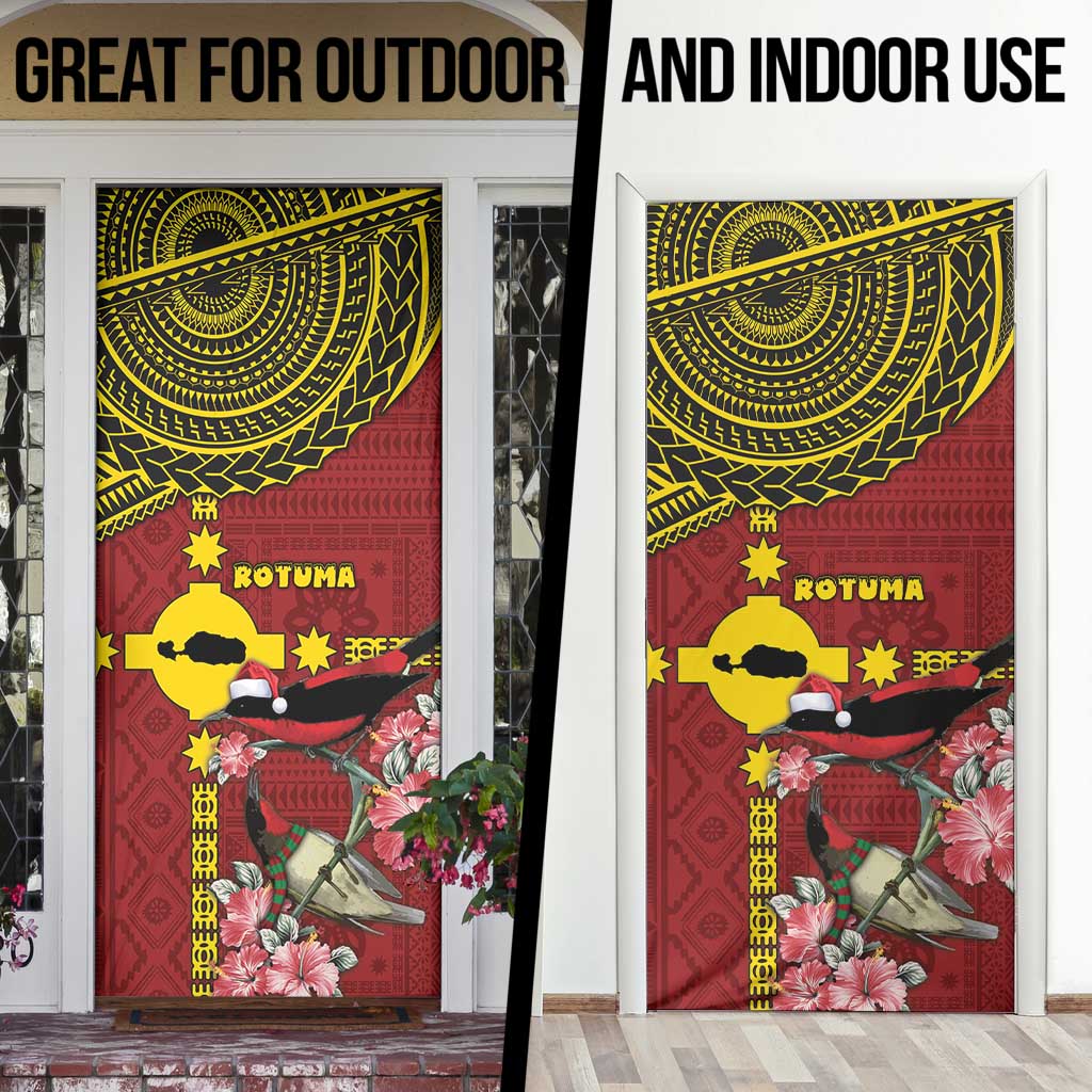 Rotuma Christmas Door Cover Rotuma Myzomela Birds With Hibiscus Flowers - Polynesian Pride