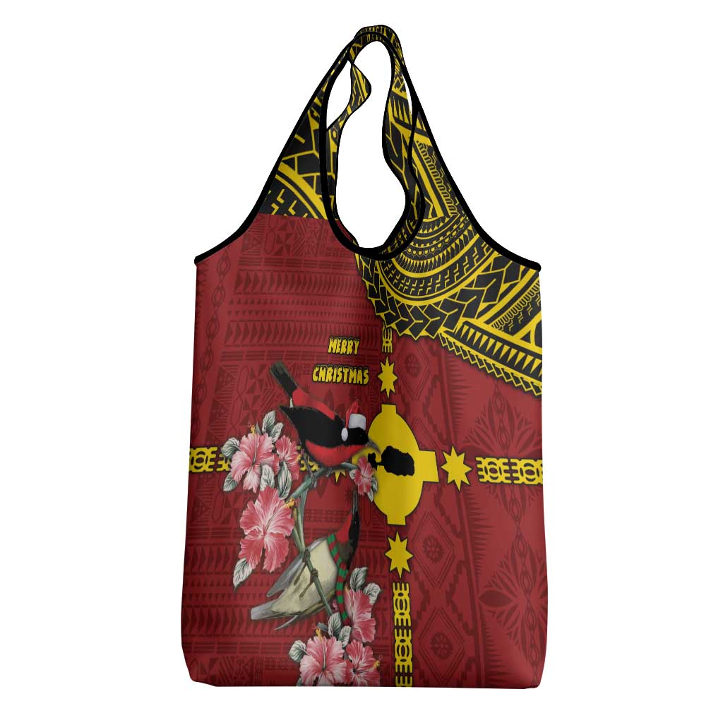 Rotuma Christmas Grocery Bag Rotuma Myzomela Birds With Hibiscus Flowers - Polynesian Pride