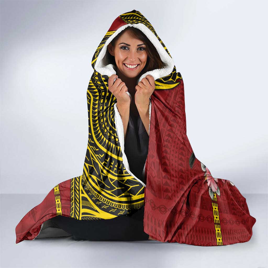 Rotuma Christmas Hooded Blanket Rotuma Myzomela Birds With Hibiscus Flowers - Polynesian Pride
