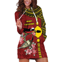 Rotuma Christmas Hoodie Dress Rotuma Myzomela Birds With Hibiscus Flowers - Polynesian Pride