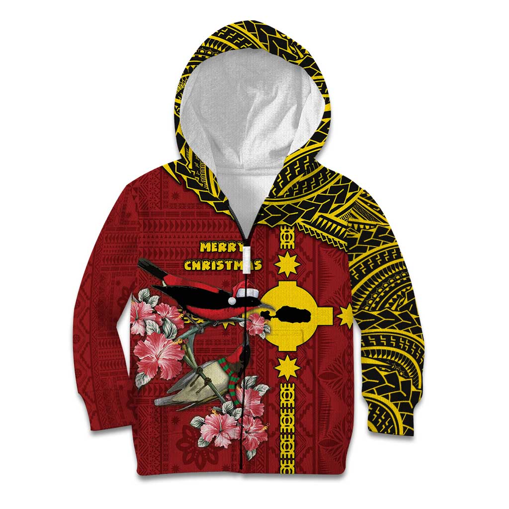 Rotuma Christmas Kid Hoodie Rotuma Myzomela Birds With Hibiscus Flowers - Polynesian Pride