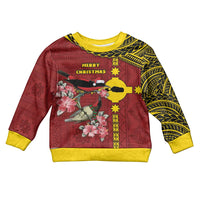 Rotuma Christmas Kid Ugly Christmas Sweater Rotuma Myzomela Birds With Hibiscus Flowers - Polynesian Pride