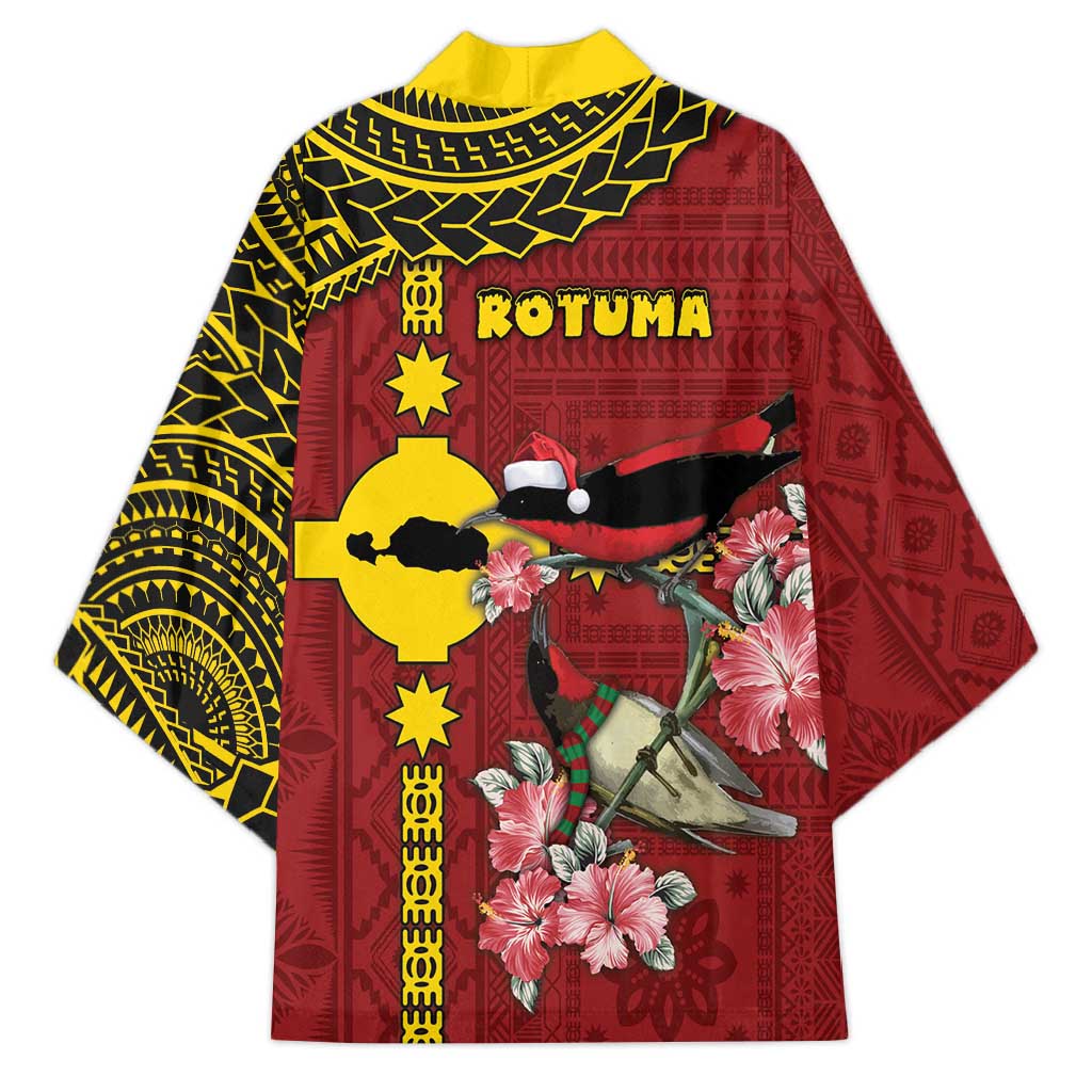 Rotuma Christmas Kimono Rotuma Myzomela Birds With Hibiscus Flowers - Polynesian Pride