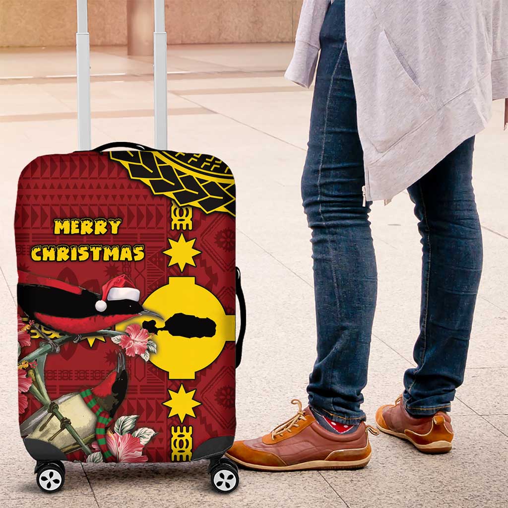 Rotuma Christmas Luggage Cover Rotuma Myzomela Birds With Hibiscus Flowers - Polynesian Pride