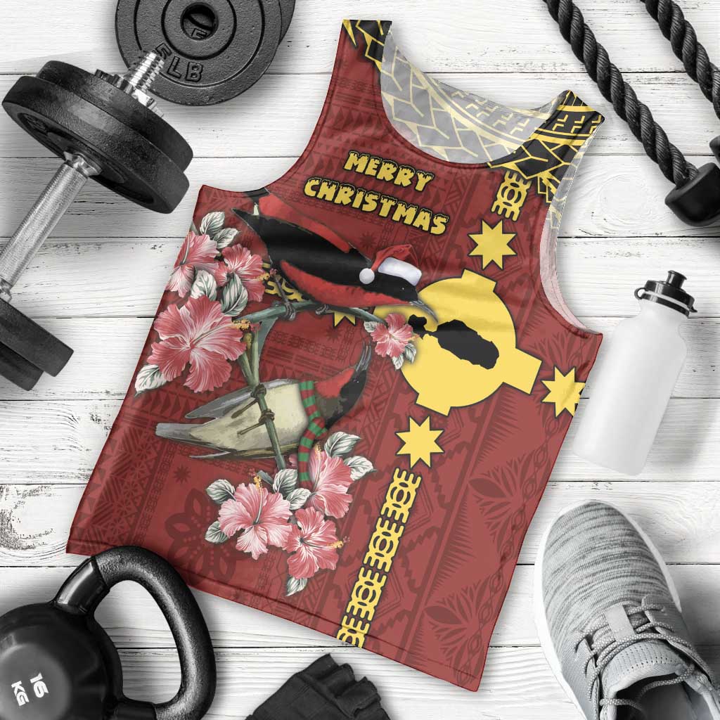 Rotuma Christmas Men Tank Top Rotuma Myzomela Birds With Hibiscus Flowers - Polynesian Pride