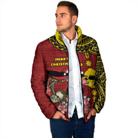 Rotuma Christmas Padded Jacket Rotuma Myzomela Birds With Hibiscus Flowers - Polynesian Pride