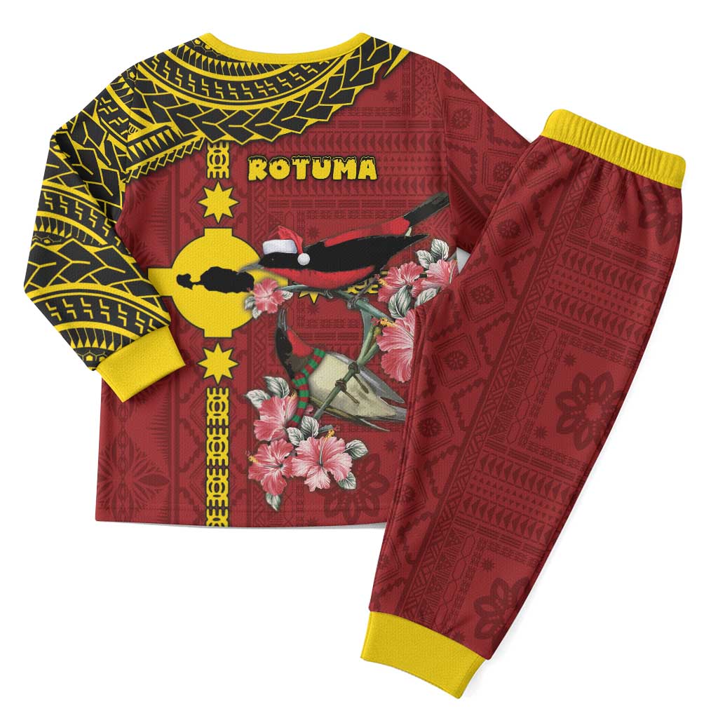Rotuma Christmas Pajama Set Rotuma Myzomela Birds With Hibiscus Flowers - Polynesian Pride
