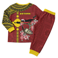 Rotuma Christmas Pajama Set Rotuma Myzomela Birds With Hibiscus Flowers - Polynesian Pride
