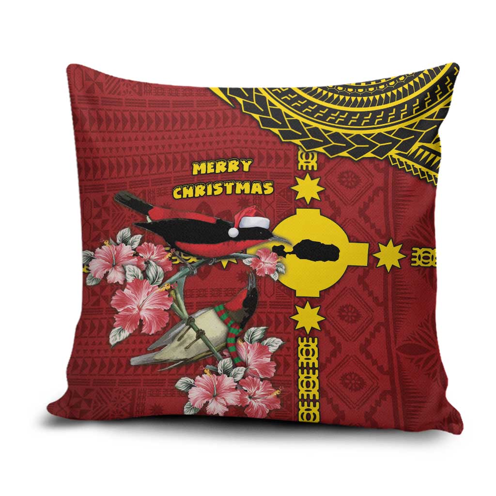 Rotuma Christmas Pillow Cover Rotuma Myzomela Birds With Hibiscus Flowers - Polynesian Pride