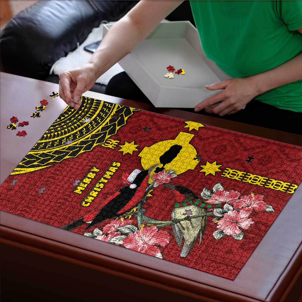 Rotuma Christmas Puzzle Rotuma Myzomela Birds With Hibiscus Flowers - Polynesian Pride