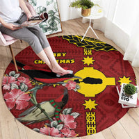 Rotuma Christmas Round Carpet Rotuma Myzomela Birds With Hibiscus Flowers - Polynesian Pride