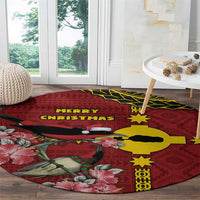 Rotuma Christmas Round Carpet Rotuma Myzomela Birds With Hibiscus Flowers - Polynesian Pride