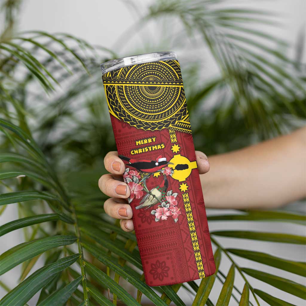Rotuma Christmas Skinny Tumbler Rotuma Myzomela Birds With Hibiscus Flowers - Polynesian Pride