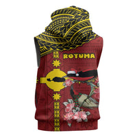 Rotuma Christmas Sleeveless Zip Hoodie Rotuma Myzomela Birds With Hibiscus Flowers - Polynesian Pride