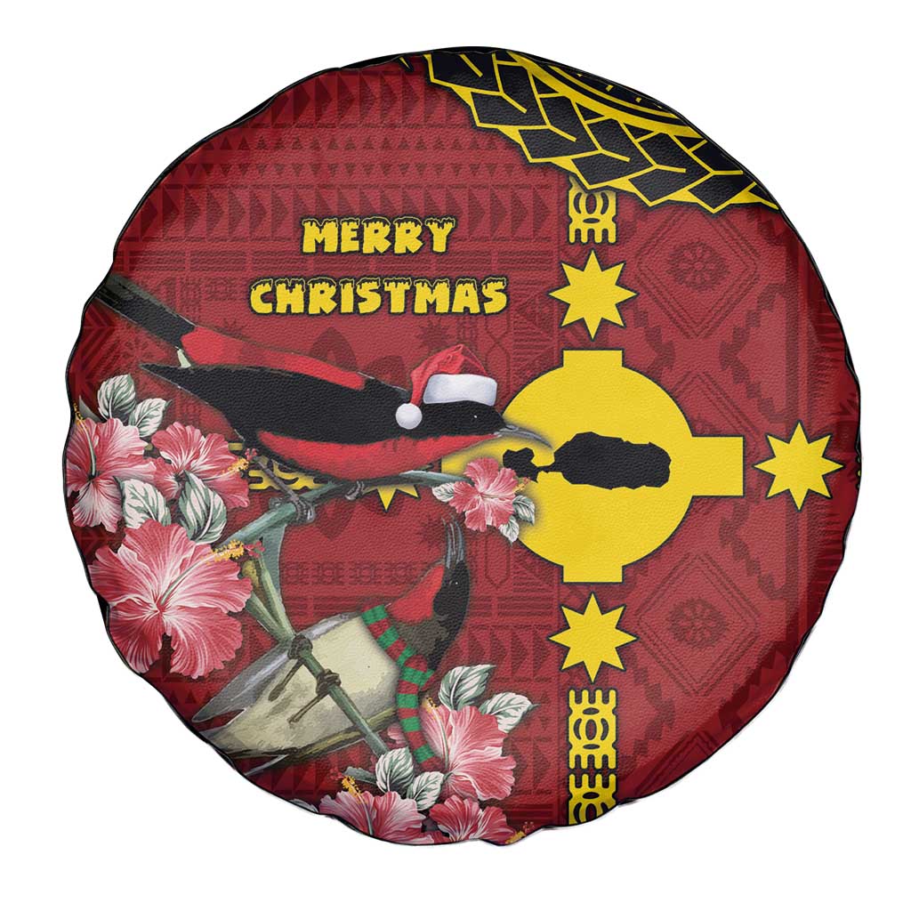 Rotuma Christmas Spare Tire Cover Rotuma Myzomela Birds With Hibiscus Flowers - Polynesian Pride