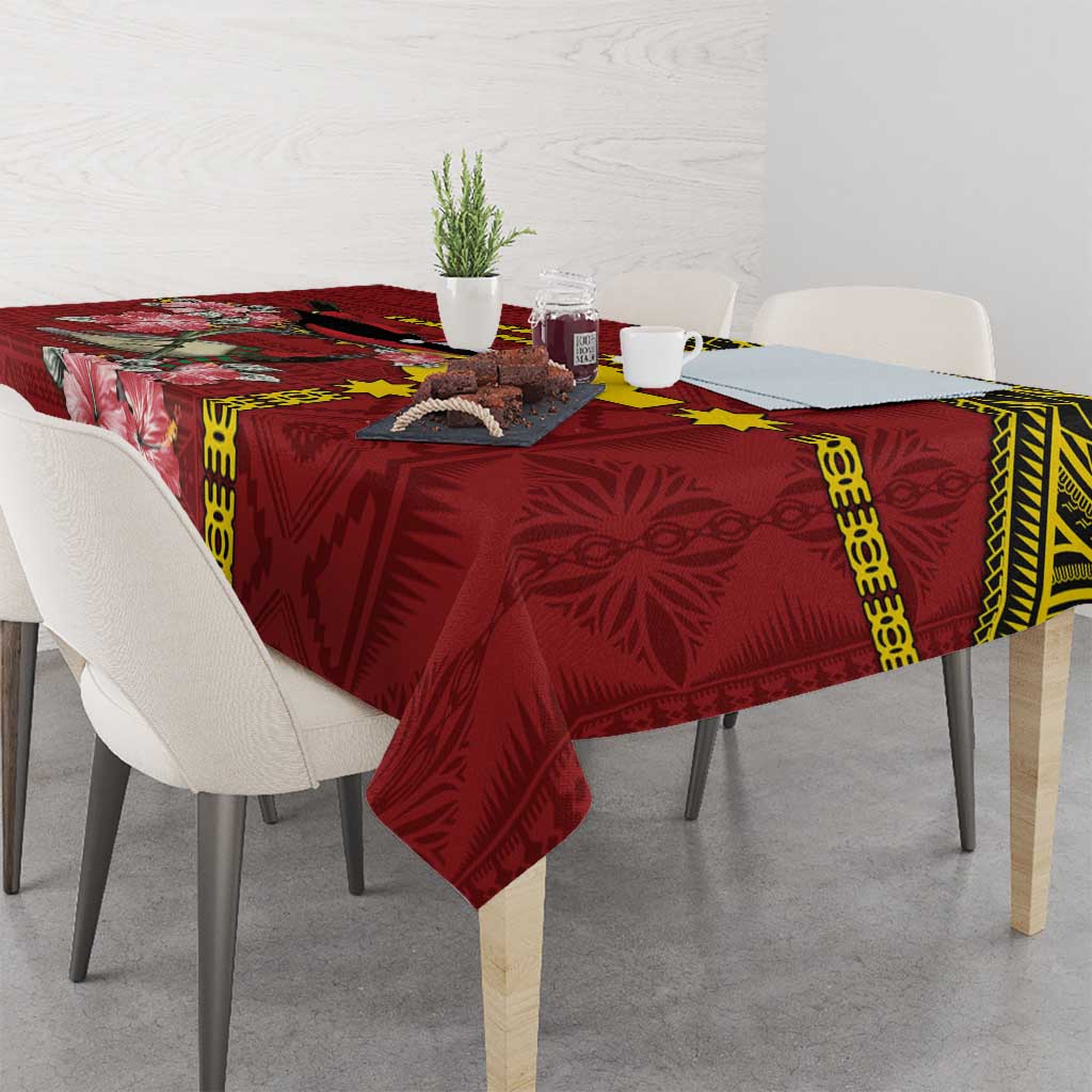 Rotuma Christmas Tablecloth Rotuma Myzomela Birds With Hibiscus Flowers - Polynesian Pride