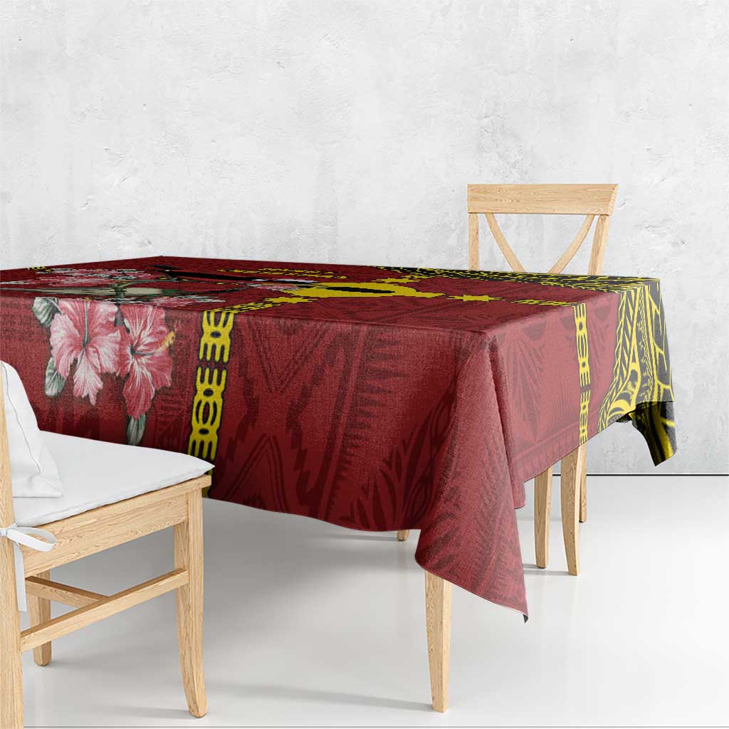Rotuma Christmas Tablecloth Rotuma Myzomela Birds With Hibiscus Flowers - Polynesian Pride