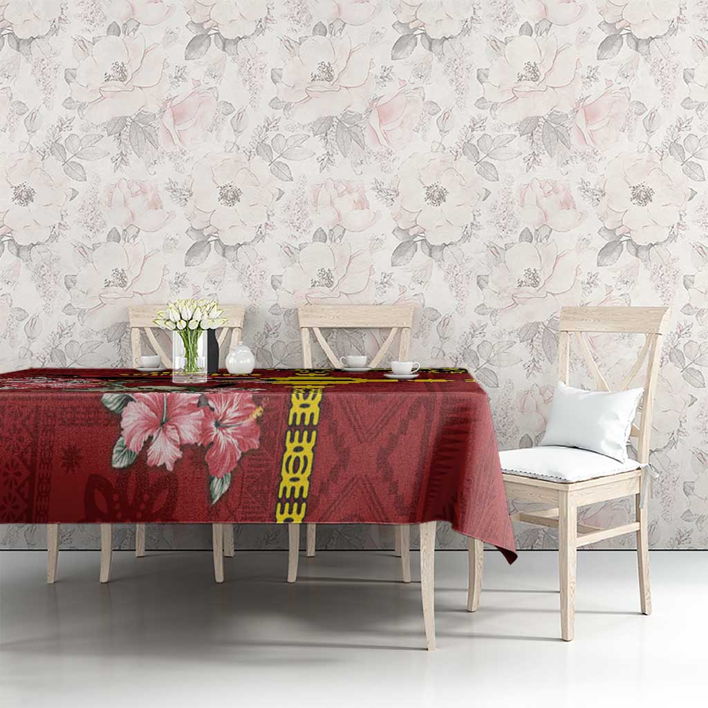 Rotuma Christmas Tablecloth Rotuma Myzomela Birds With Hibiscus Flowers - Polynesian Pride