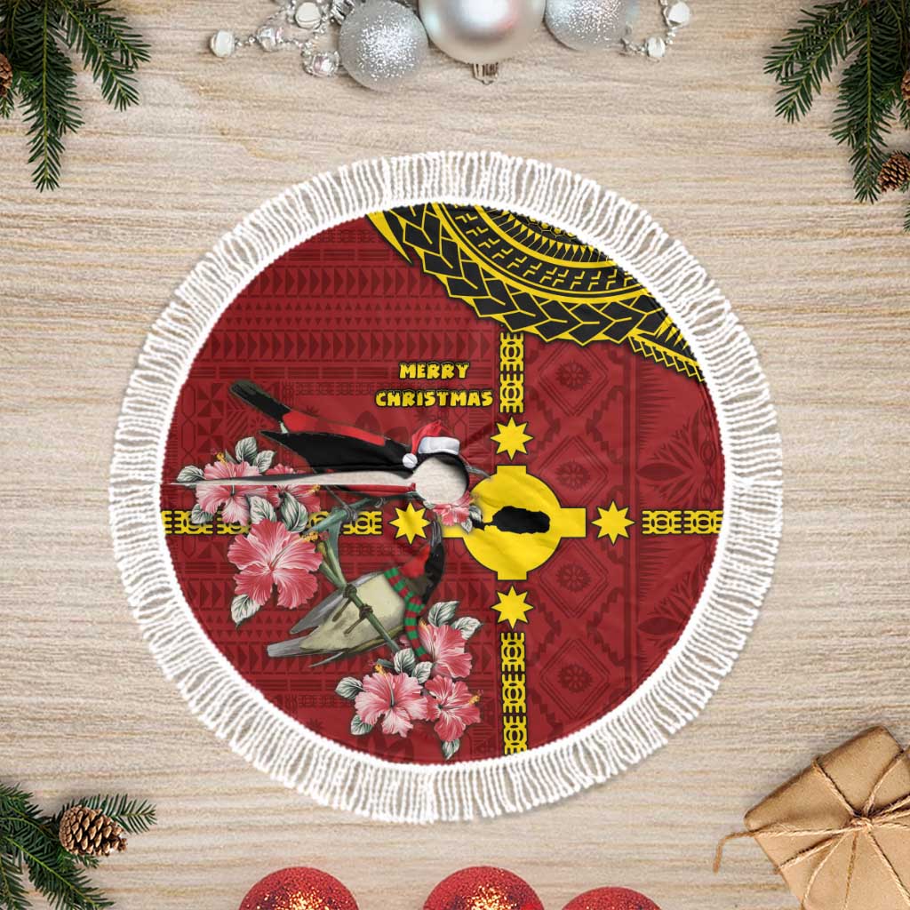 Rotuma Christmas Tree Skirt Rotuma Myzomela Birds With Hibiscus Flowers - Polynesian Pride