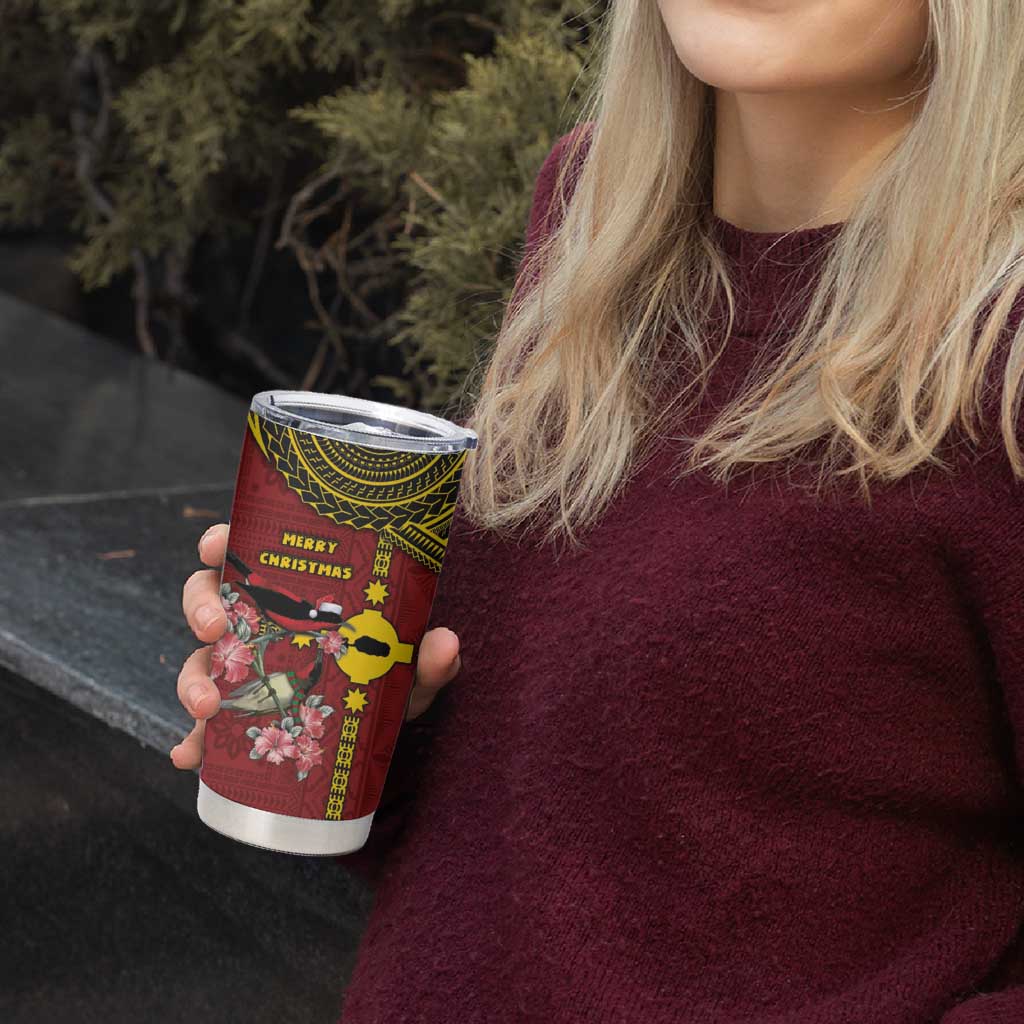 Rotuma Christmas Tumbler Cup Rotuma Myzomela Birds With Hibiscus Flowers - Polynesian Pride