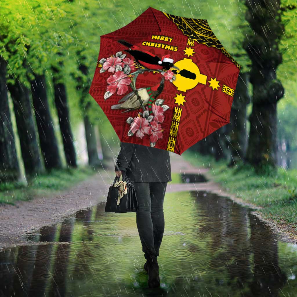 Rotuma Christmas Umbrella Rotuma Myzomela Birds With Hibiscus Flowers - Polynesian Pride