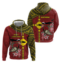Rotuma Christmas Zip Hoodie Rotuma Myzomela Birds With Hibiscus Flowers - Polynesian Pride