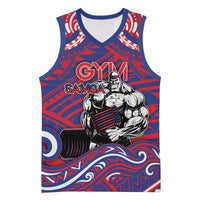 Personalised Samoa Gym Basketball Jersey Muscle Samoan Tribal Waves - Polynesian Pride