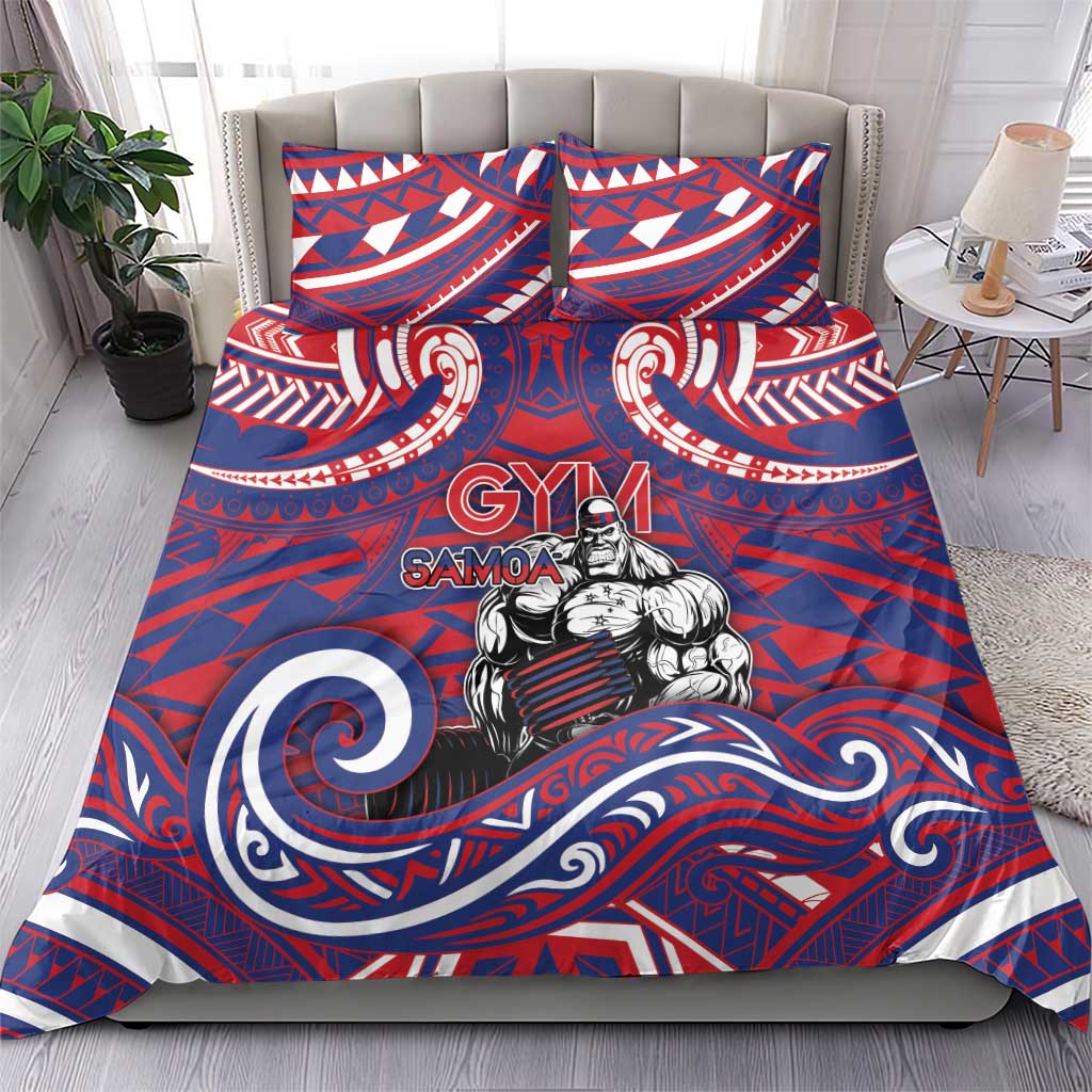 Samoa Gym Bedding Set Muscle Samoan Tribal Waves - Polynesian Pride