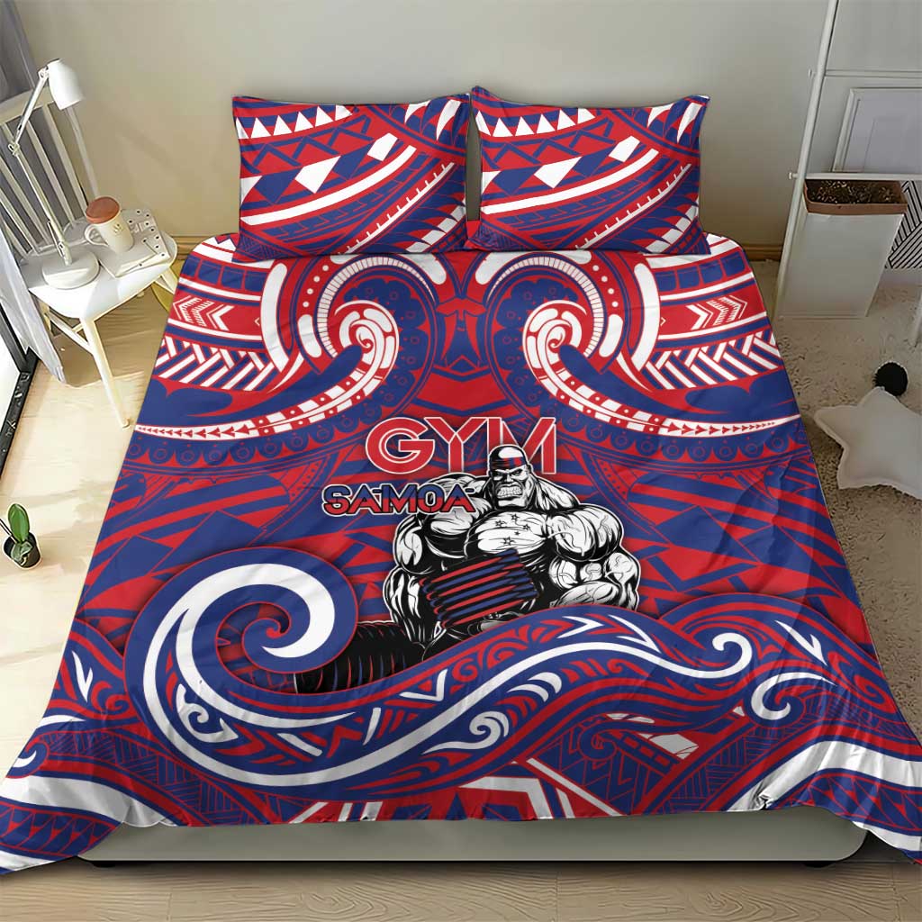 Samoa Gym Bedding Set Muscle Samoan Tribal Waves - Polynesian Pride