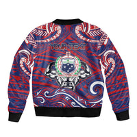 Personalised Samoa Gym Bomber Jacket Muscle Samoan Tribal Waves - Polynesian Pride