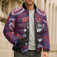 Personalised Samoa Gym Bomber Puffer Jacket Muscle Samoan Tribal Waves - Polynesian Pride