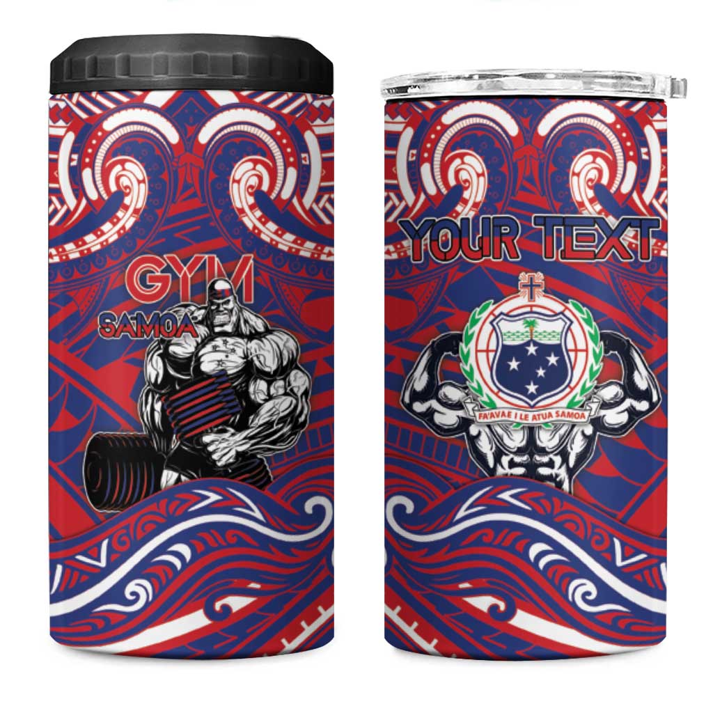 Personalised Samoa Gym 4 in 1 Can Cooler Tumbler Muscle Samoan Tribal Waves - Polynesian Pride