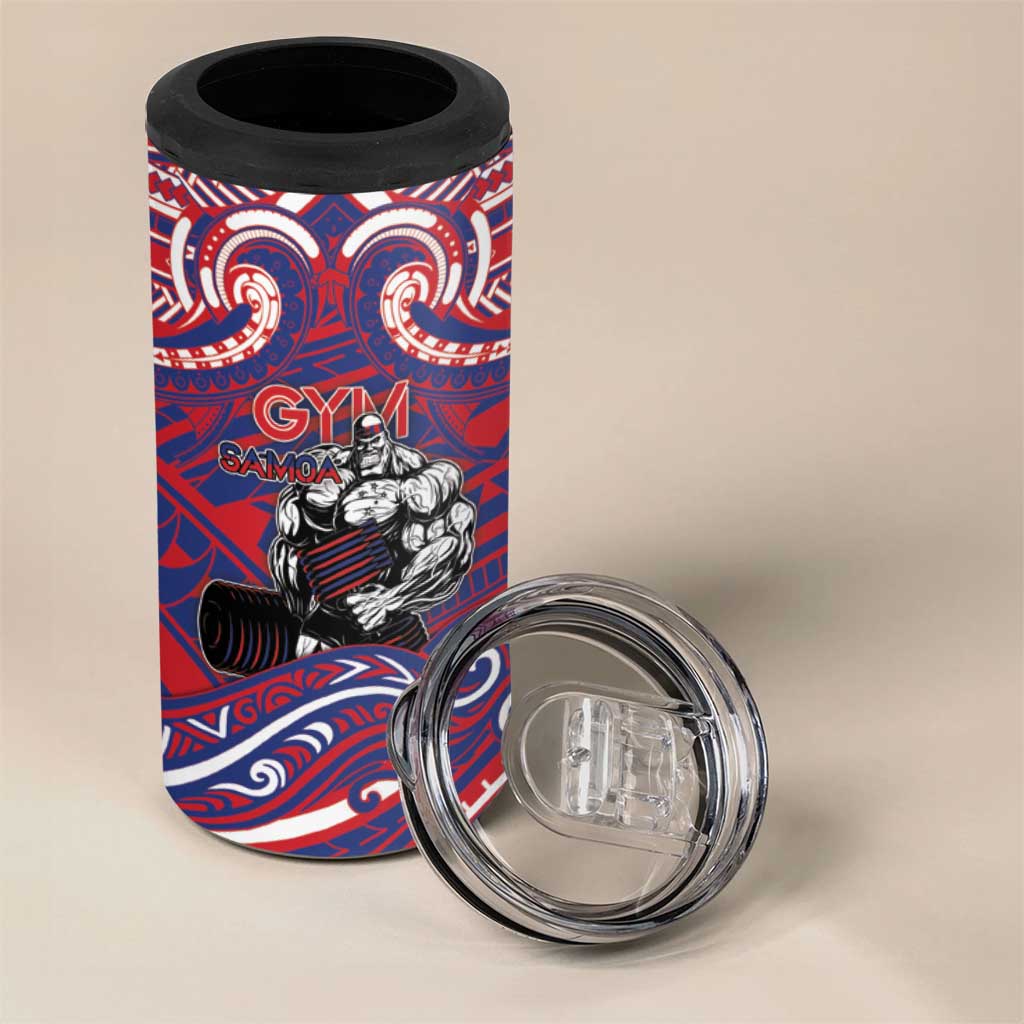 Personalised Samoa Gym 4 in 1 Can Cooler Tumbler Muscle Samoan Tribal Waves - Polynesian Pride