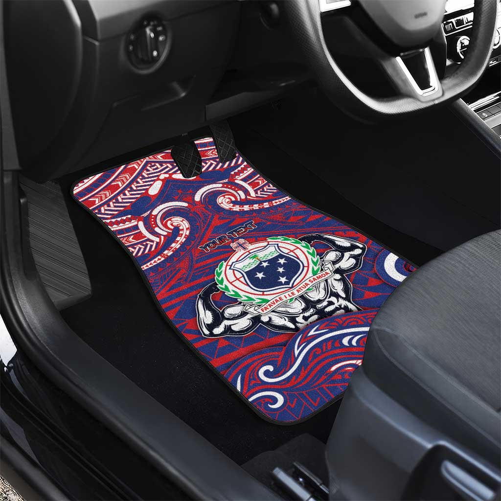 Personalised Samoa Gym Car Mats Muscle Samoan Tribal Waves - Polynesian Pride
