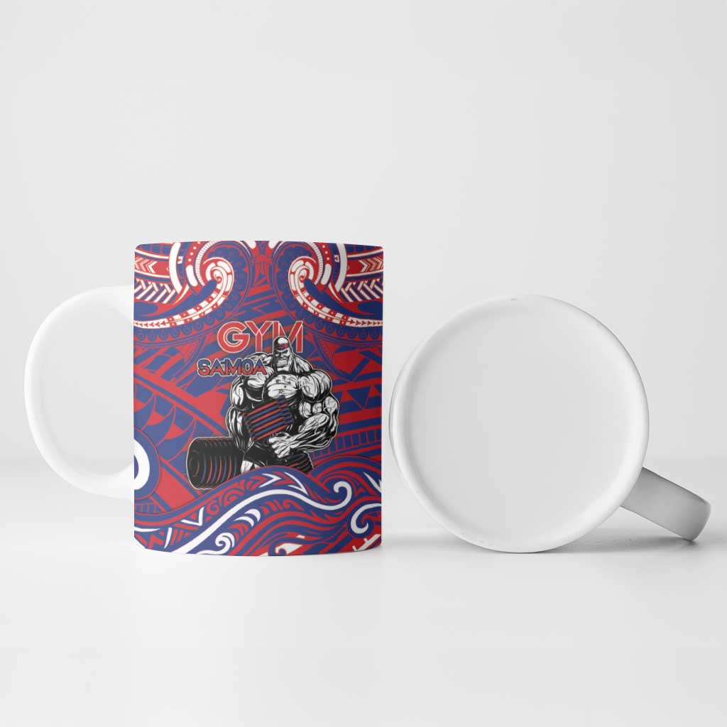 Personalised Samoa Gym Ceramic Mug Muscle Samoan Tribal Waves - Polynesian Pride
