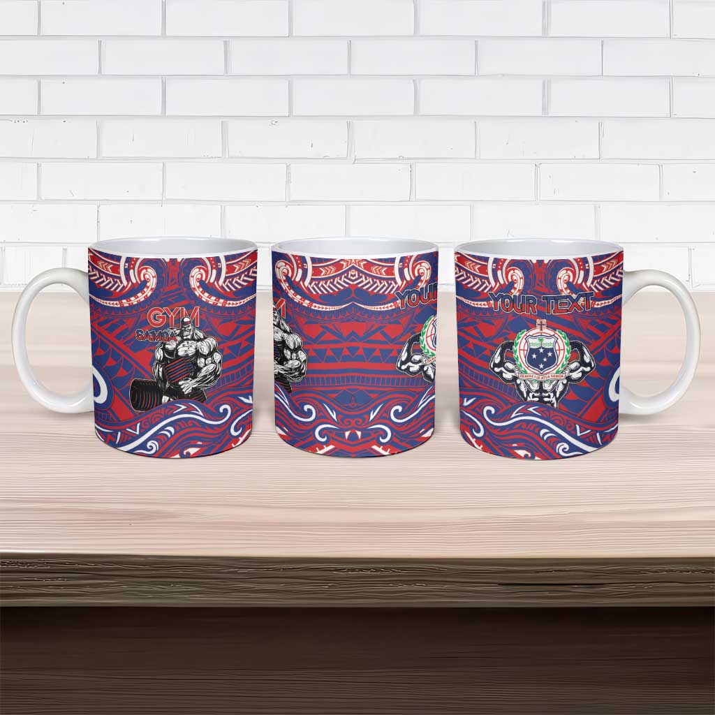 Personalised Samoa Gym Ceramic Mug Muscle Samoan Tribal Waves - Polynesian Pride