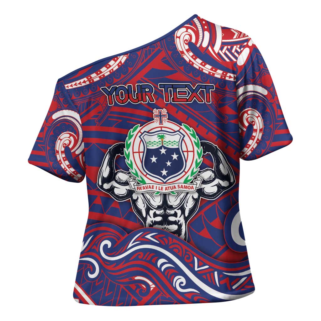 Personalised Samoa Gym Cross Shoulder Shirt Muscle Samoan Tribal Waves - Polynesian Pride