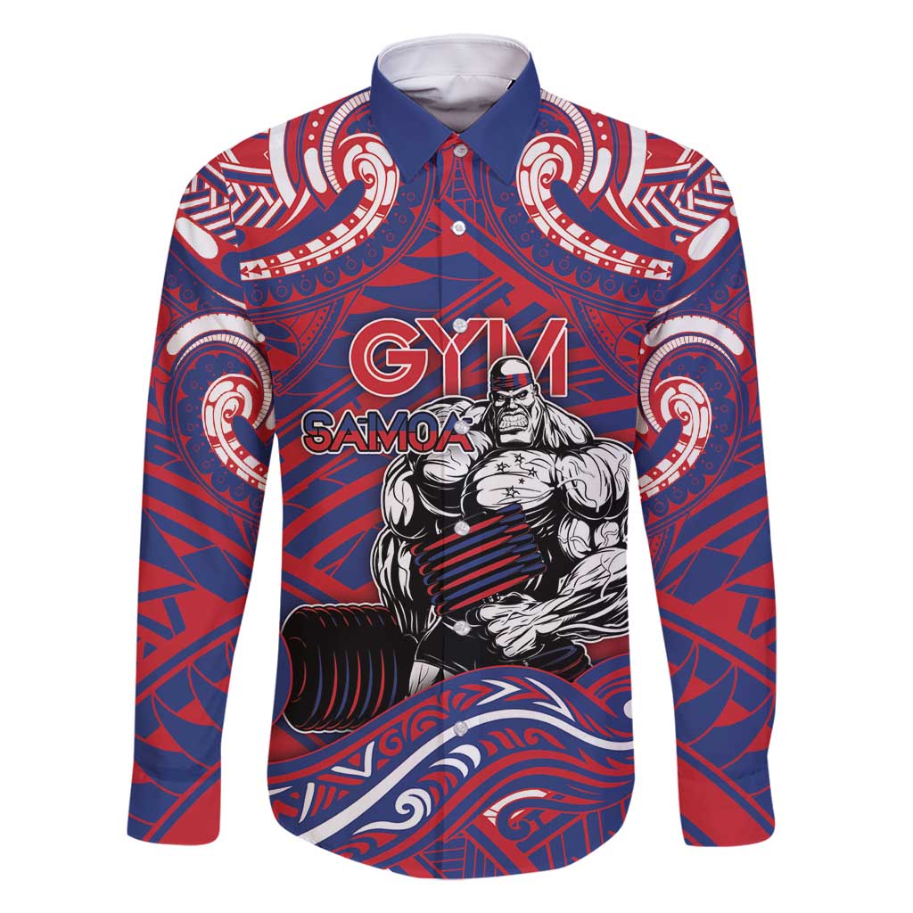 Personalised Samoa Gym Family Matching Long Sleeve Bodycon Dress and Hawaiian Shirt Muscle Samoan Tribal Waves - Polynesian Pride