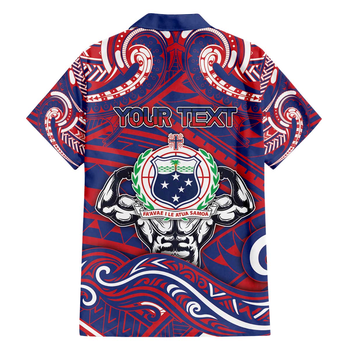 Personalised Samoa Gym Family Matching Off The Shoulder Long Sleeve Dress and Hawaiian Shirt Muscle Samoan Tribal Waves - Polynesian Pride