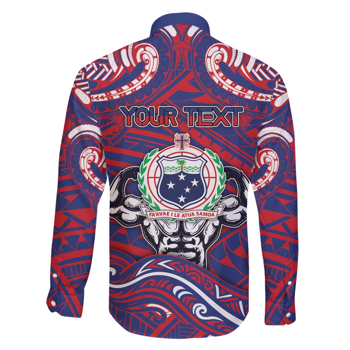 Personalised Samoa Gym Family Matching Off The Shoulder Long Sleeve Dress and Hawaiian Shirt Muscle Samoan Tribal Waves - Polynesian Pride