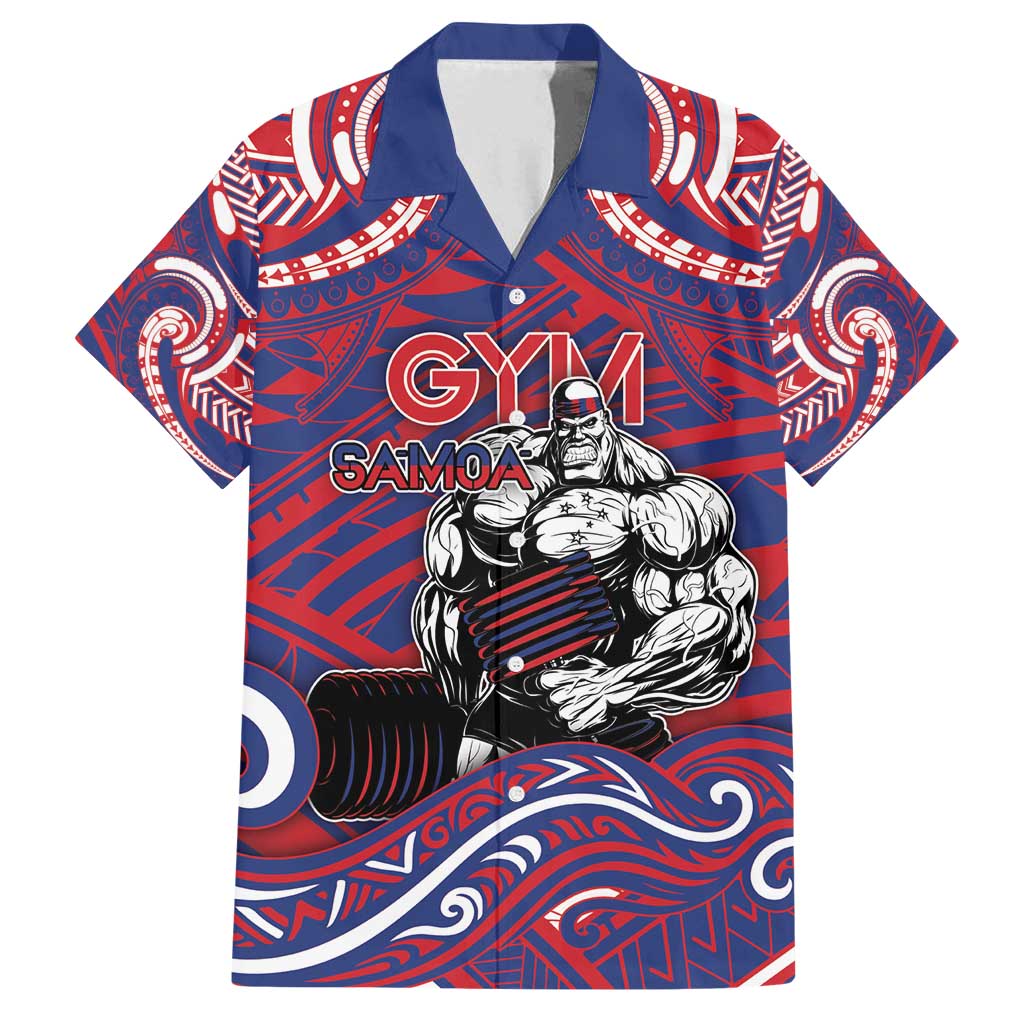 Personalised Samoa Gym Family Matching Off Shoulder Maxi Dress and Hawaiian Shirt Muscle Samoan Tribal Waves - Polynesian Pride