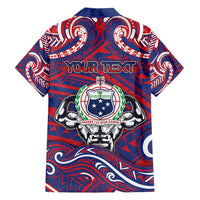 Personalised Samoa Gym Family Matching Short Sleeve Bodycon Dress and Hawaiian Shirt Muscle Samoan Tribal Waves - Polynesian Pride