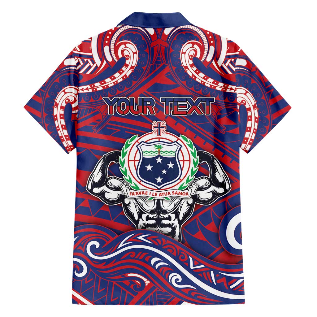 Personalised Samoa Gym Hawaiian Shirt Muscle Samoan Tribal Waves - Polynesian Pride