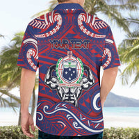 Personalised Samoa Gym Hawaiian Shirt Muscle Samoan Tribal Waves - Polynesian Pride